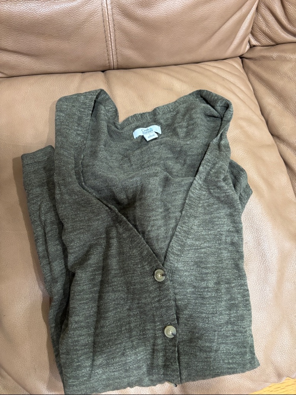croft & barrow olive green button-front cardigan